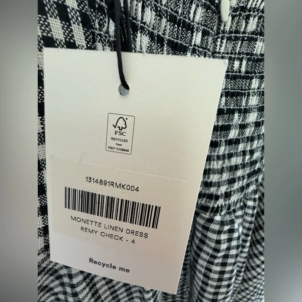 NWT Reformation Monette Linen Dress in Remy Check (gingham) - Picture 8 of 9